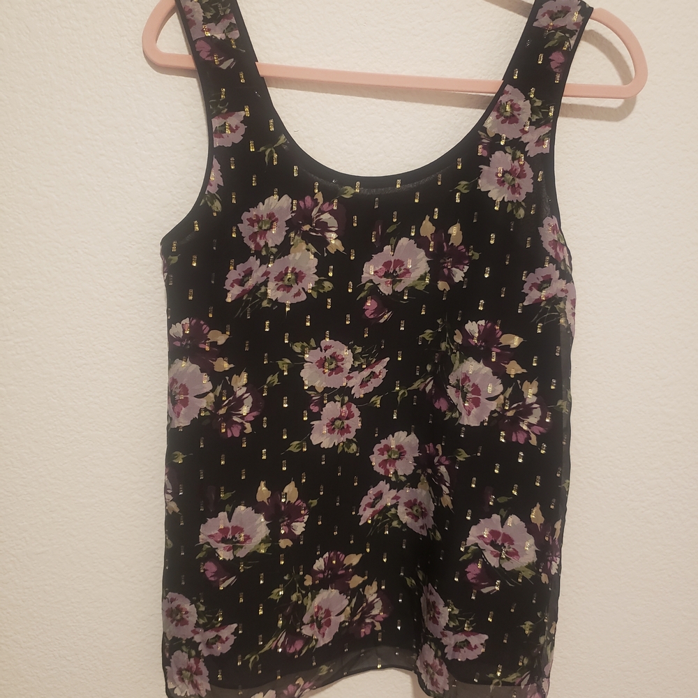 Massimo Dutti Black Floral Tank Top
